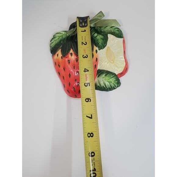 Vintage 3 Hand Painted Ceramic Onion Strawberries Egg Plant Wall Art - Picture 6 of 11